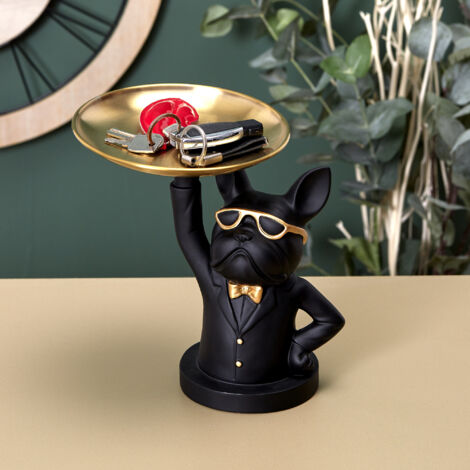 Sculpture Déco - HOME DECO FACTORY - Vide Poche Bulldog - Noir et Or (1/5)