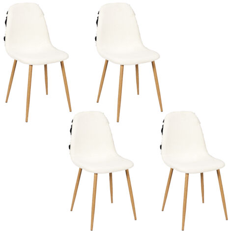 Lot de 4 Chaises - HOME DECO FACTORY - Lagos - Design Original - Beige et Noir (1/5)