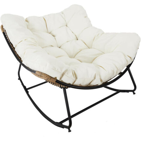 The Home Deco Factory – Fauteuil à bascule Tulum – Coussin en polyester – Dimensions 96x114x73cm – Assise confortable pour extérieur