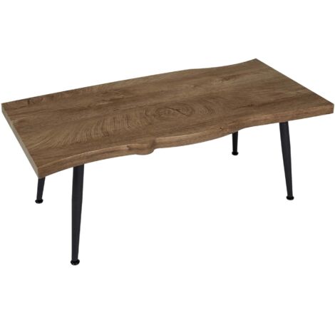 Table basse fixe en bois noir et marron – Style Forest – 4 pieds en bois brut – Dimensions optimales pour salon moderne (1/5)