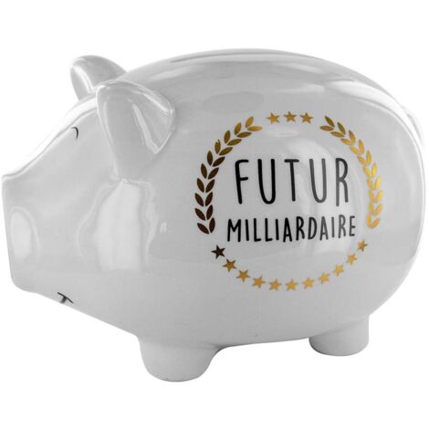 Tirelire cochon XXL en dolomite – Dimensions 18,5 cm x 27 cm x 21 cm – Fente large 10 cm pour billets – Décoration amusante – The Concept Factory