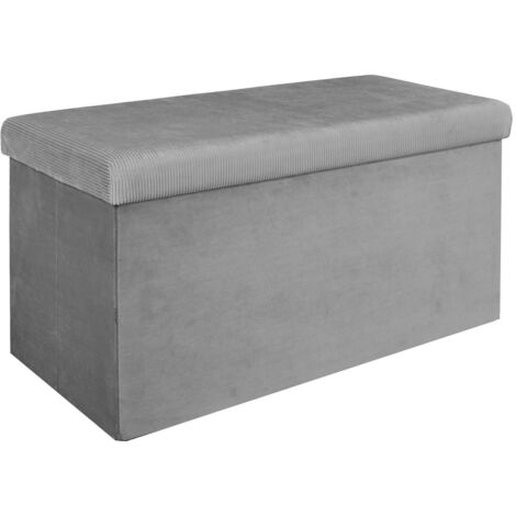 Banc coffre - Velours - Giulia - L 76 cm x 38 x 38 cm - Gris - Livraison gratuite (1/5)
