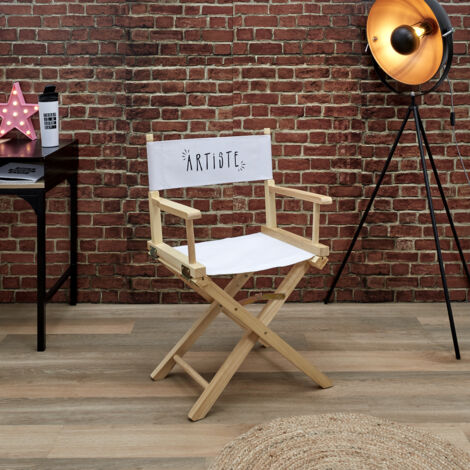 The Home Deco Factory – Chaise de bureau en bois et textile – Design ergonomique – Hauteur d'assise 48cm – Largeur 60cm – Pliable pour rangement facile (1/5)