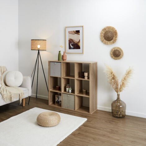 The Home Deco Factory – Bibliothèque modulable 9 cases – Rangement marron en bois – Design moderne pour décoration intérieure – Idéal pour espaces de vie (1/5)
