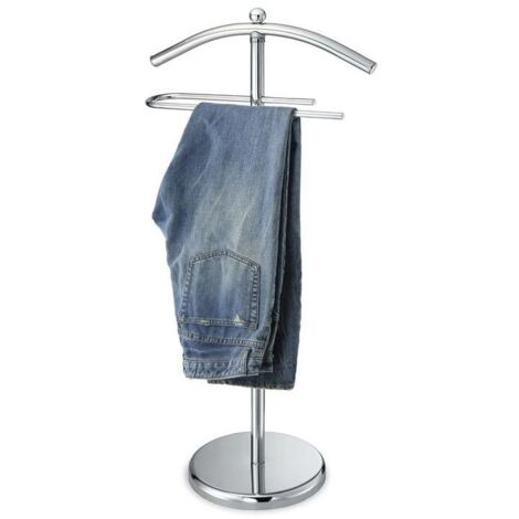 Valet de chambre métal argent – Design moderne – Support stable pour vêtements – Idéal pour chambre à coucher – Idebox
