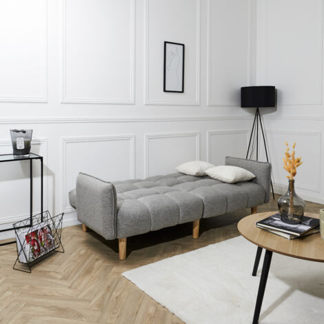 Calicosy – Canapé convertible 3 places – Design moderne gris clair – Couchage confortable – Idéal pour petits espaces – HOME DECO FACTORY (1/5)