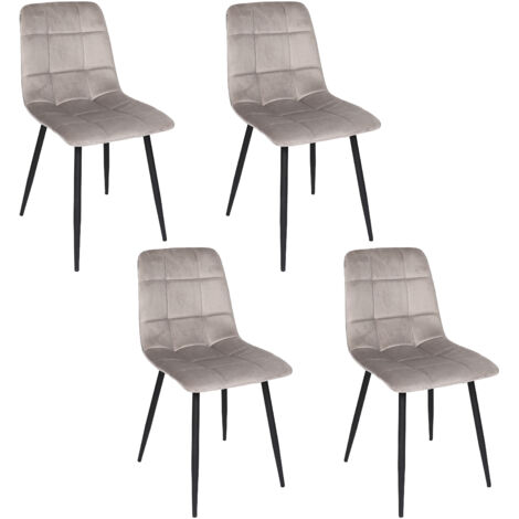 The Home Deco Factory – Lot de 4 chaises Mateo taupe – Confort optimal – Structure en métal – Hauteur d'assise 45cm – Pour salle à manger ou bureau (1/5)