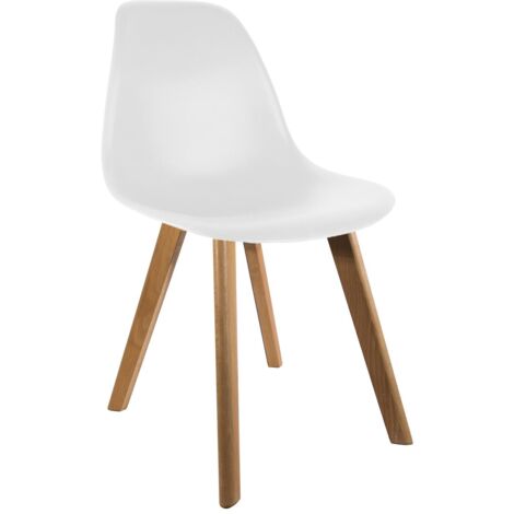 Ac-Deco – Chaise scandinave coque PP blanche – 4 pieds en bois brut – Confort optimal pour salon – Design épuré et tendance (1/8)