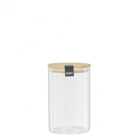 Bocal en Verre - COOK CONCEPT - Transparent - Bouchon en Bois - 1,5L (1/4)