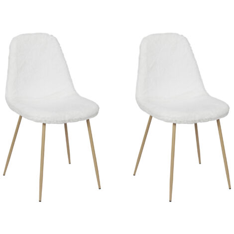 Chaise - HOME DECO FACTORY - Aurea - Imitation Fourrure - Blanc (1/5)
