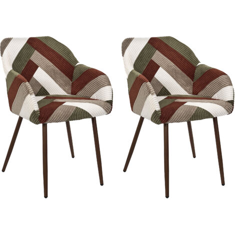 The Home Deco Factory – Fauteuil relax patchwork côtelé Scott – Lot de 2 – Assise large et pieds robustes pour confort – Touche déco unique et tendance (1/5)