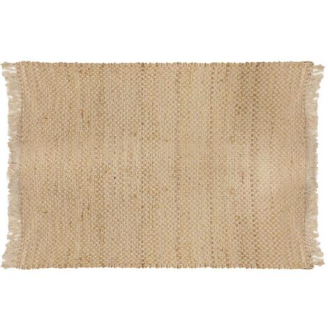 The Home Deco Factory – Tapis kilim 120x170 cm – Toile de jute naturelle avec franges – Tissage fin pour intérieur rustique – Poids 4,5 kg