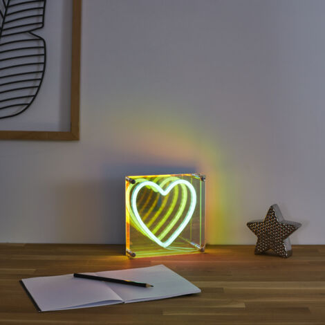 Lampe - HOME DECO FACTORY - LED - Effet Néon - Cœur - Blanc (1/5)