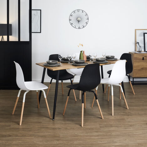 The Home Deco Factory – Table extensible 4 à 6 personnes – Mécanisme d'extension facile – Finition bois naturel effet chêne – Dimensions 160x70cm – Hauteur 75cm (1/5)