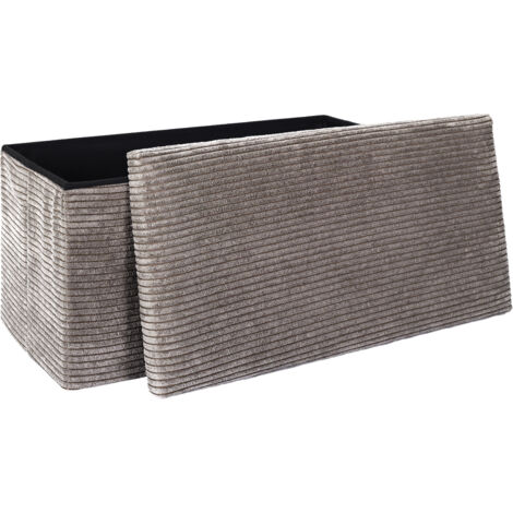 The Home Deco Factory – Coffre banc pliable en polyester 76x38x38cm – Rangement et assise – Effet côtelé – Livré monté – Poids 4,25kg