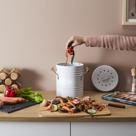 Poubelle à Compost - JE CHERCHE UNE IDEE - Métal Peint - Blanc - Rétro (1/5)