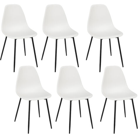 The Home Deco Factory – Lot de 6 chaises Gustav blanches – Design épuré pour salon – Confort optimal – Hauteur d'assise 45cm – Largeur 50cm