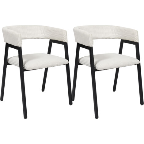 The Home Deco Factory – Lot de 2 chaises en velours côtelé beige et noir – Structure noire minimaliste – Confort optimal pour table ou siège d'appoint (1/5)