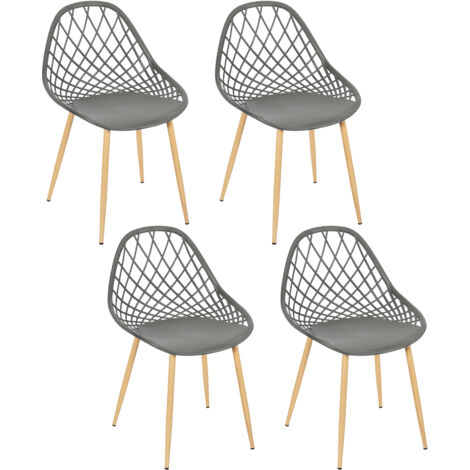 Lot de 4 chaises de jardin 51x57x80 cm gris et naturel - MALLY