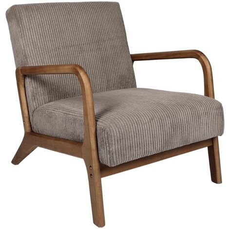 The Home Deco Factory – Fauteuil relax côtelé taupe – Confort optimal avec coussin déhoussable – Dimensions 40x25cm – Style cocooning pour intérieur moderne