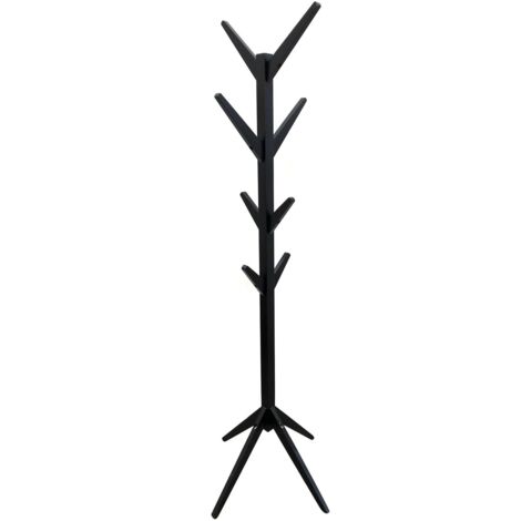 The Home Deco Factory – Portemanteau en MDF noir 178 cm – 8 patères – Longueur 44,5 cm – Pour entrée ou chambre contemporaine