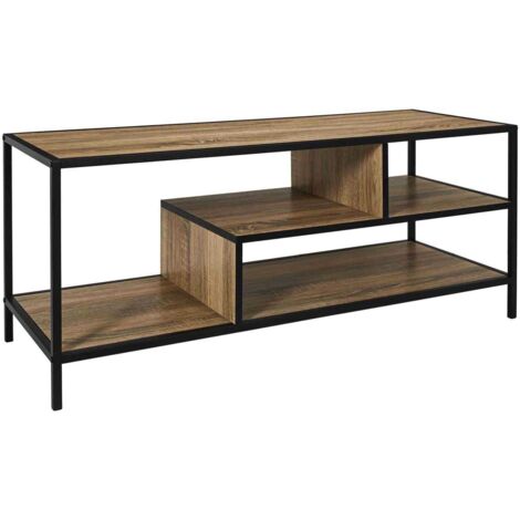 Banc TV - HOME DECO FACTORY - Edison - Moderne - Pratique - Noir et marron (1/3)