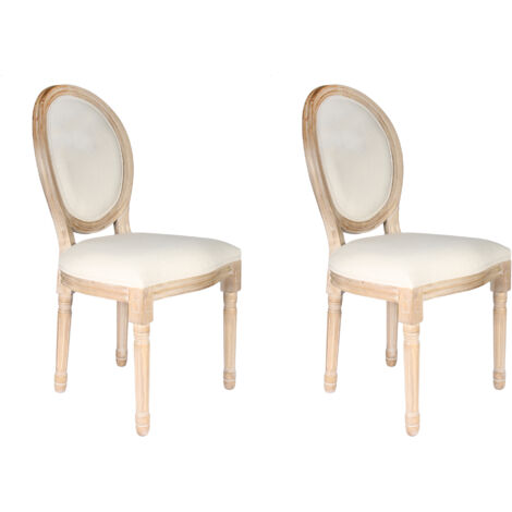 The Home Deco Factory – Chaise Eleonor beige – Structure en bois massif – Hauteur d'assise 45cm – Style vintage pour intérieur (1/5)