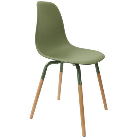 The Home Deco Factory – Lot de 4 chaises scandinaves Phenix vert – Structure en bois brut – Assise confortable – Design épuré pour salon moderne (1/7)
