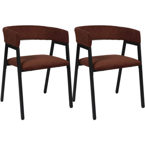 The Home Deco Factory – Lot de 2 chaises en velours côtelé rouge et noir – Structure minimaliste – Confort vintage chic – Pour table à manger ou coin lecture (1/5)
