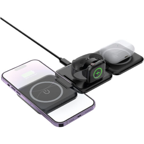 Chargeur à Induction Pliable - BE MIX - 3EN1 - Induction - 20W - Noir (1/5)