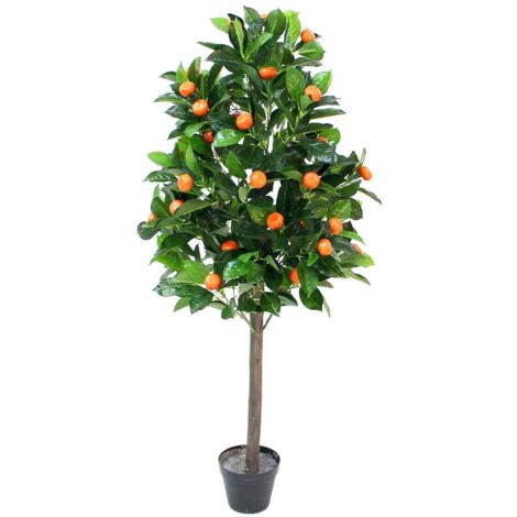 The Home Deco Factory – Plante verte artificielle oranger 125 cm – Diamètre 65 cm – Compatible extérieur – Livré monté