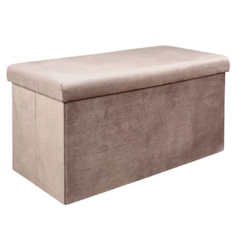 The Home Deco Factory – Coffre banc pliable en velours côtelé – Dimensions L. 76 x l. 38 x H. 38 cm – Rangement et siège d'appoint – Structure en MDF