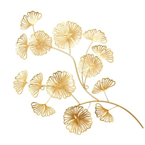 The Home Deco Factory – Décoration murale en métal fleurs dorées 52cm – Fer résistant – Design élégant pour intérieur moderne – Apportez une touche sophistiquée