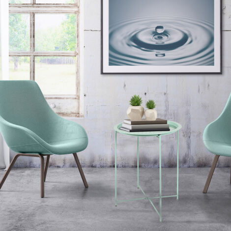 Table d'appoint - HOME DECO FACTORY - Pliable - Ajourée - Vert d'eau - 60 x 46 x 46 cm (1/4)