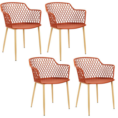 The Home Deco Factory – Fauteuil de jardin orange en résine tressée – Assise confortable – Léger et moderne – Pour terrasses et jardins (1/5)