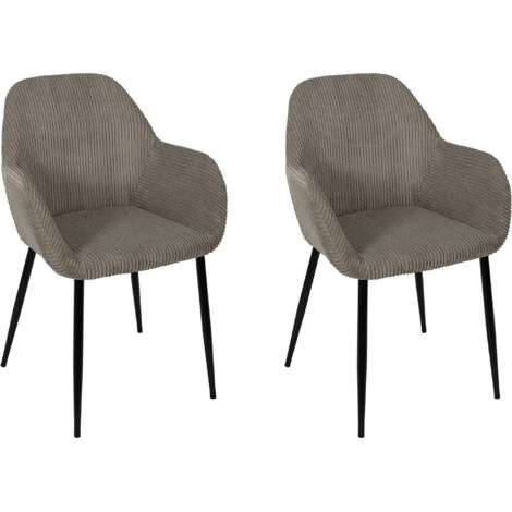 Lot de 2 Fauteuils - HOME DECO FACTORY - Scott - Côtelé - Confortables - Gris et Noir (1/5)
