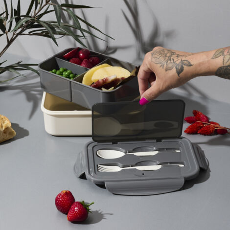 Lunch Box - COOK CONCEPT - Monochrome - Compartimentée - Grise (1/5)