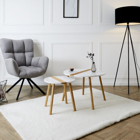 Table d'appoint - HOME DECO FACTORY - Bicolore - Blanc et Marron (1/5)