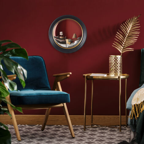 The Home Deco Factory – Miroir convexe rond 40,5 cm – Diamètre 40,5 cm – Cadre noir en plastique – Pour agrandir visuellement les espaces (1/5)