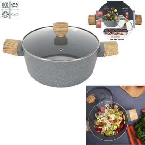 Faitout En Aluminium Forgé Harmony 24 Cm - Revêtement Céramique ILAG Antiadhésif - Compatible Induction - Couleur Beige
