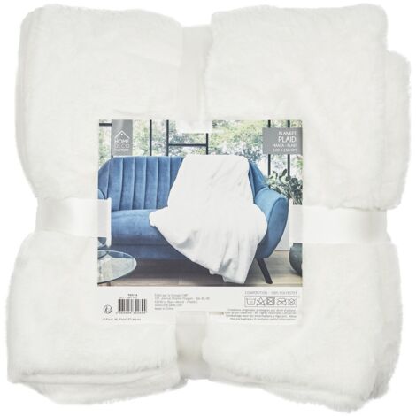Plaid - HOME DECO FACTORY - Opulence - Imitation Fourrure - Bicolore - Blanc (1/5)