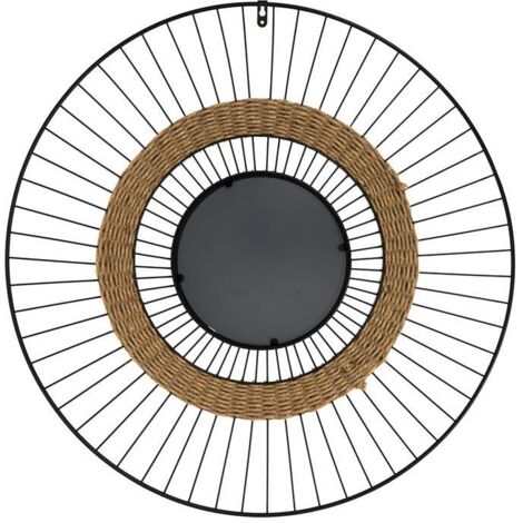 Miroir - HOME DECO FACTORY - Filaire et Jonc - Noir et Beige (1/5)