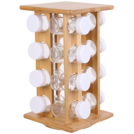 Présentoir à Épices - COOK CONCEPT - Rotatif - 16 Pots en Verre - Marron (1/8)