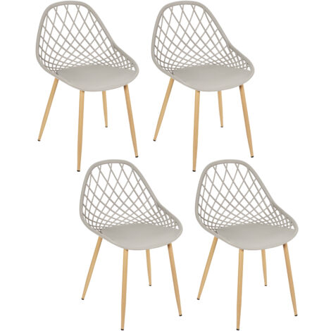 Lot de 4 Chaises - HOME DECO FACTORY - Malaga - Légères - Grises (1/5)