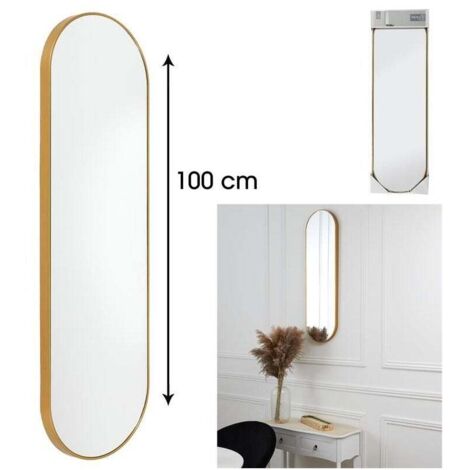 Miroir sur pied doré 180x60cm – Système d'accroche verticale – Agrandit l'espace et apporte une touche chic