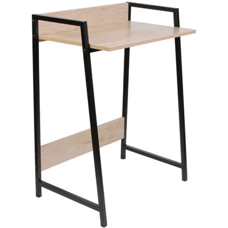 The Home Deco Factory – Bureau droit en bois et métal noir – Tiroir intégré – Conception ergonomique pour espace de travail – 140x60cm (1/5)