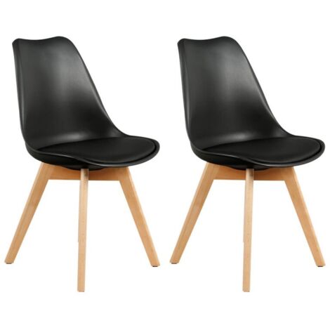 Lot de 4 Chaises - HOME DECO FACTORY - Scandinaves - Rembourrées - Noires (1/10)
