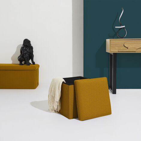 Coffre Pouf Pliable - HOME DECO FACTORY - Atome - Jaune (1/5)