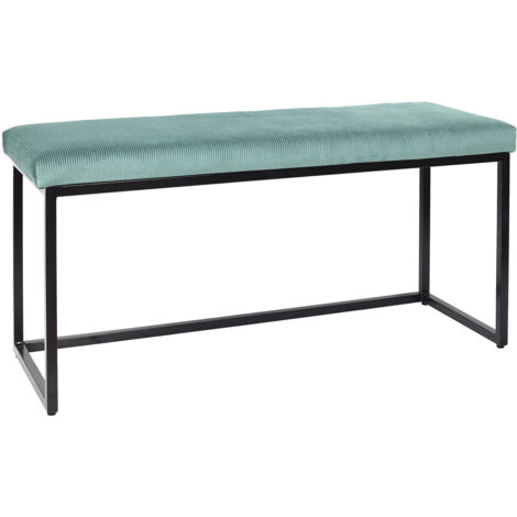 The Home Deco Factory – Banc Giulia bleu velours 100x39x49cm – Métal et velours 100% polyester – Charge max 110kg – Montage facile en 10min