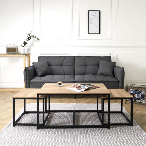 Table Basse - HOME DECO FACTORY - Seattle - Noir et Beige (1/5)